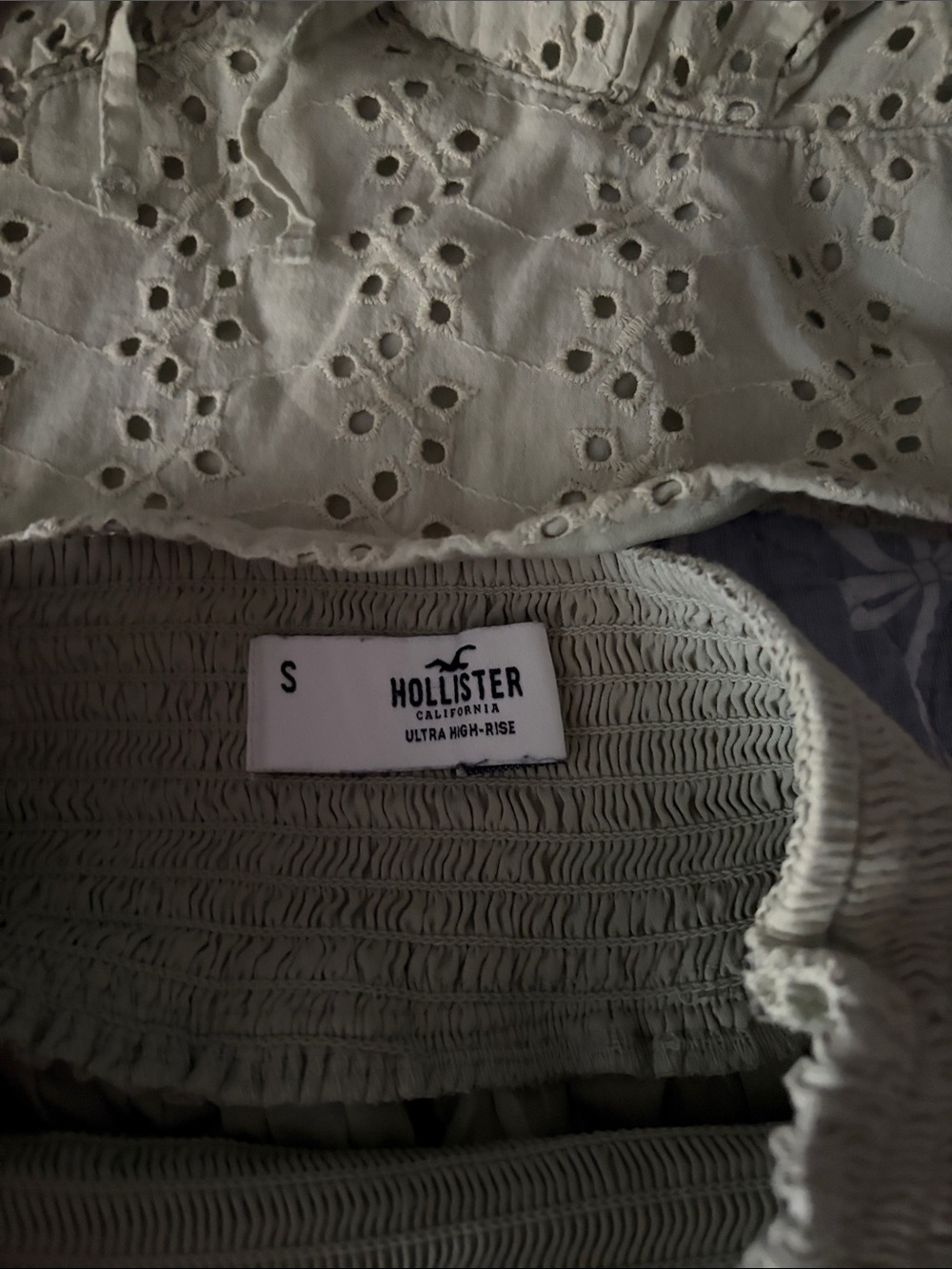 Hollister Sage Green Eyelet Tiered Mini Skirt Set - Picture 3 of 5
